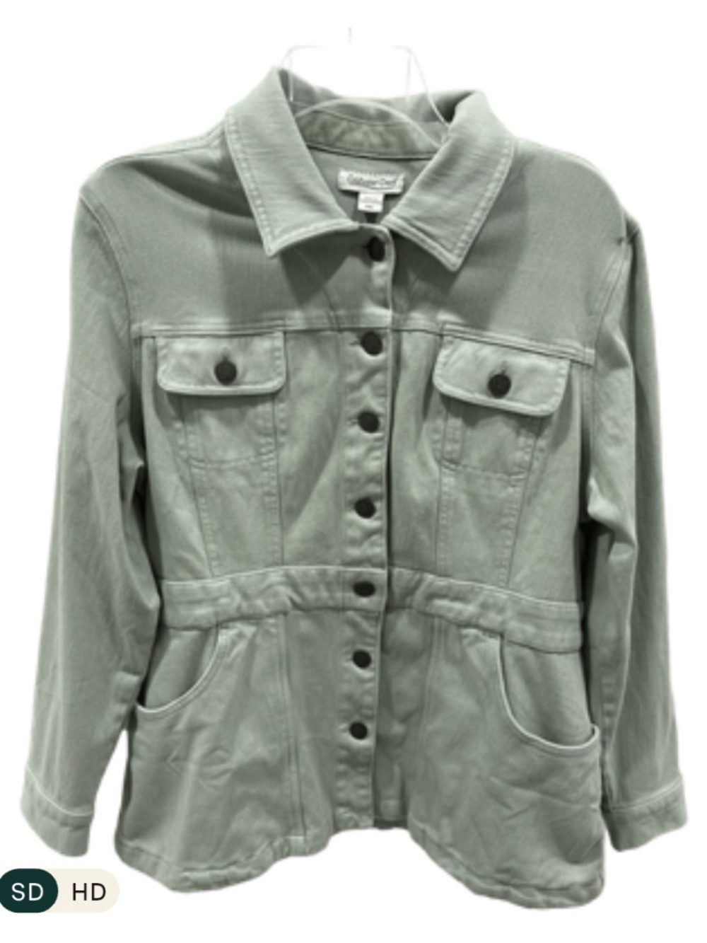 Coldwater Creek Sage Green 4-Pocket Utility Denim Jacket (Size Petite XL) NWT